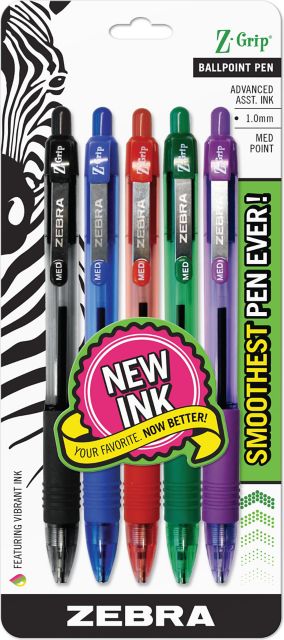 Z-GRIP RT PEN 1.0MM ASST 5 PK